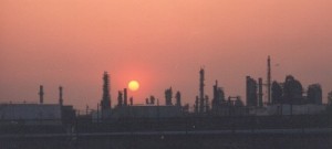 Sunset over refinery